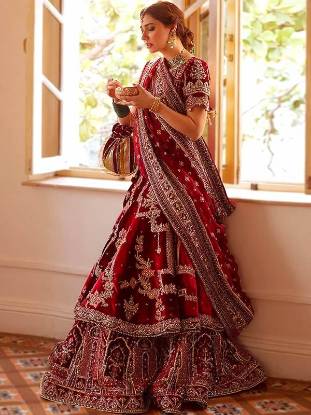 Pakistani Wedding Gharara, Wedding Gharara Washington, DC Wedding Gharara USA, Red Wedding Gharara, Red Wedding Gharara for Barat Mohsin Naveed Ranjha, MNR Gharara, MNR Wedding Gharara
