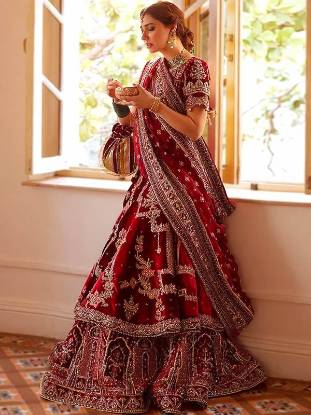 Pakistani Wedding Gharara, Wedding Gharara Washington, DC Wedding Gharara USA, Red Wedding Gharara, Red Wedding Gharara for Barat Mohsin Naveed Ranjha, MNR Gharara, MNR Wedding Gharara