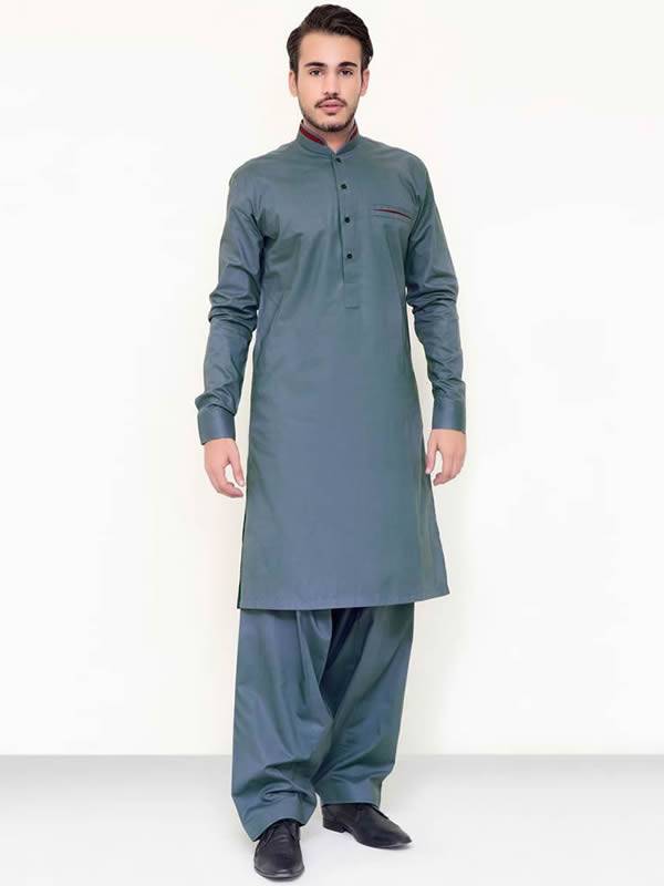 Designer Slate Gray Kurta Shalwar Red Deer Alberta Canada Eid Kurta Shalwar