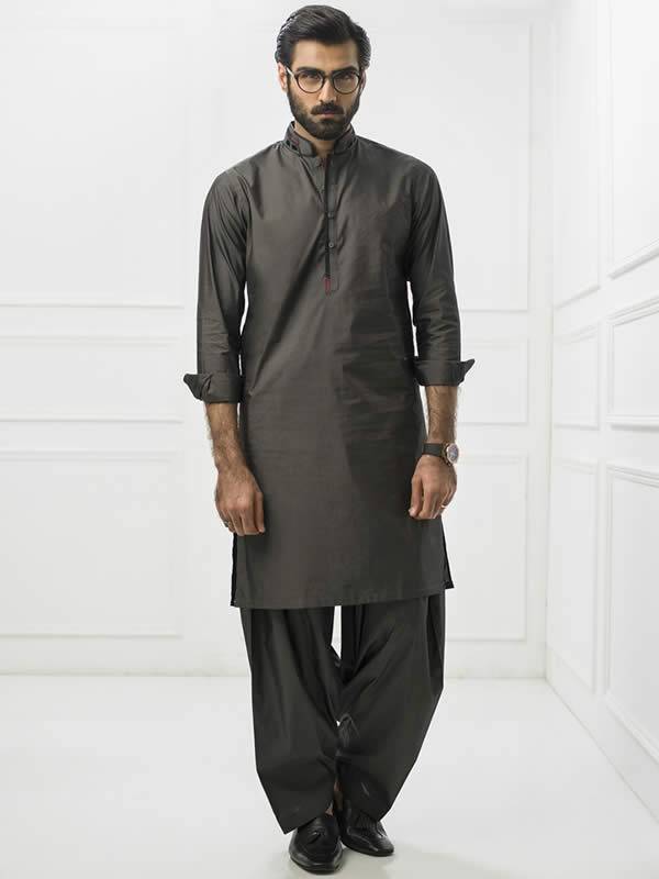 Delicate Grey Color Kurta Pakistan Menswear Kurta for Eid