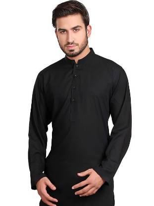 Attractive Black Kurta for Mens Bespoke Shalwar Kurta