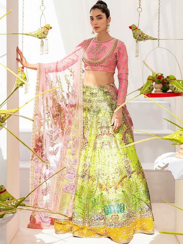 Yellow Lehenga Choli for Women Green Blouse Indian Bollywood Designer  Wedding Party Wear Lengha Choli Dupatta Mahendi Ceremony Ghagra Choli - Etsy