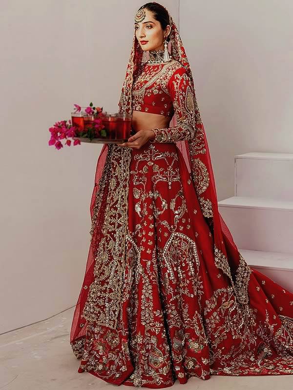 Red Bridal Lehenga, Ali Xeeshan, Ali Xeeshan bridal lehenga, Bridal Lehenga Collection, bridal lehenga Pakistan, Designer bridal Lehenga