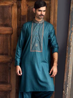 Teal Blue Gorgeous Embroidered Kurta Shalwar Suit Houston Texas TX USA Groom Kurta Collection