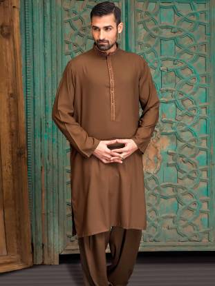 Captivating Light Brown Embroidered Kurta Shalwar Suit Hollis New York NY USA Embroidered Kurta