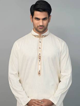 Dashing Off White Embellished Kurta Suit Elmont New York NY US Pakistani Embellished Kurta