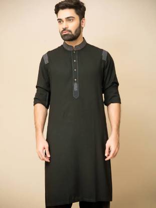 Supremely Stylish Embroidered Kurta Newark New Jersey NJ US Black Color Traditional Kurta