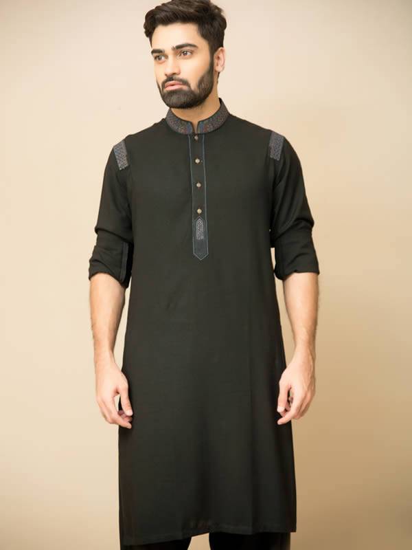 Supremely Stylish Embroidered Kurta Newark New Jersey NJ US Black Color Traditional Kurta