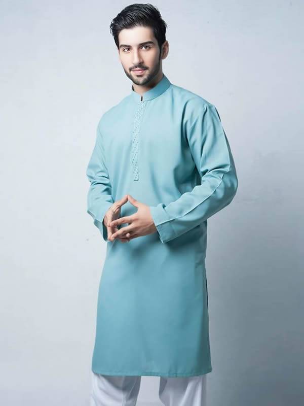 Irresistible Iceberg Color Embroidered Kurta Suit Frogner Oslo Norway Kurta Designs