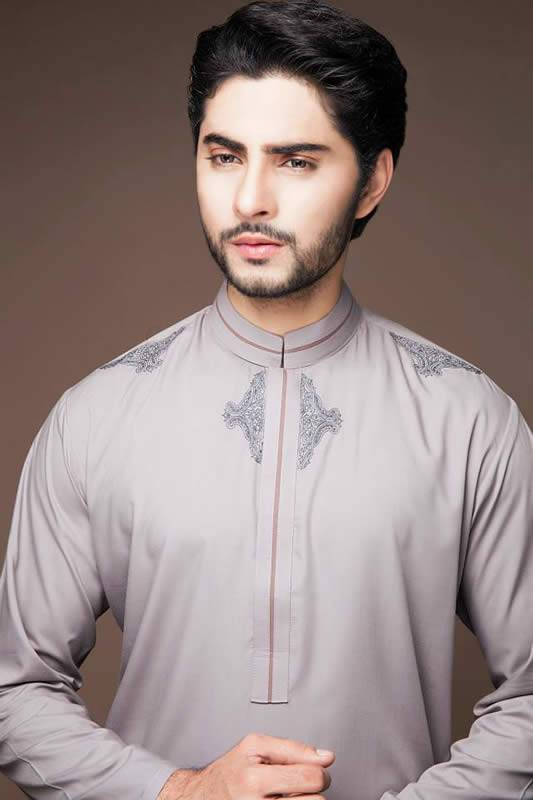 Dashing Light Mauve Bonanza Embroidered Kurta Edinburgh UK Eid Kurta Collection for Mens