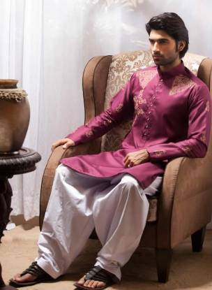 Semi Formal Kurta Suits for Mens Dark Color Cotton Kurta Suits for Wedding and Social Events