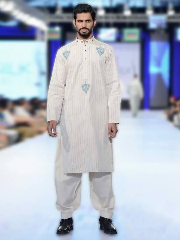 Off-white Embroidered Kurta Shalwar Suits for Mens Matawan NJ USA Aamir Adnan Kurta Collection