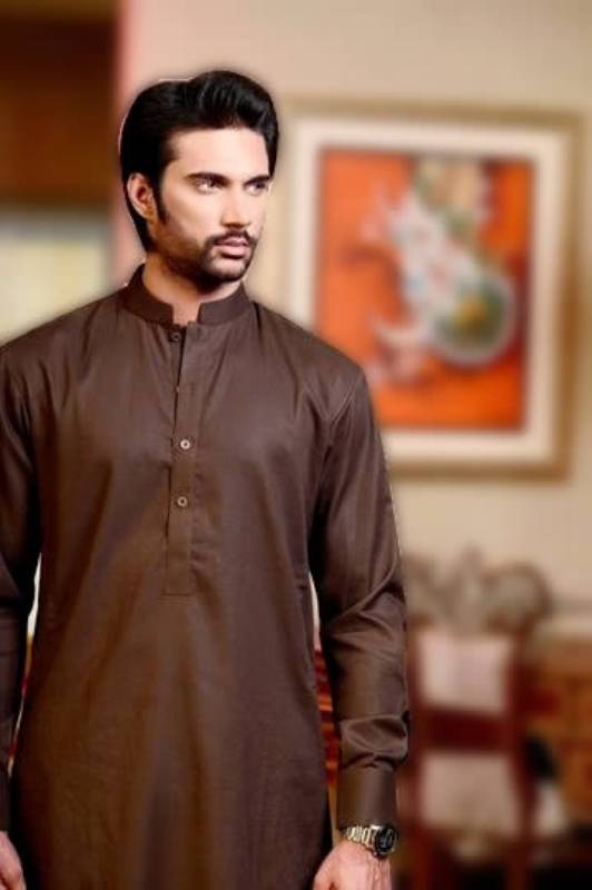 Dark Brown Cotton Kurta for Mens Westford Massachusetts USA Pakistani Indian Kurta Designs