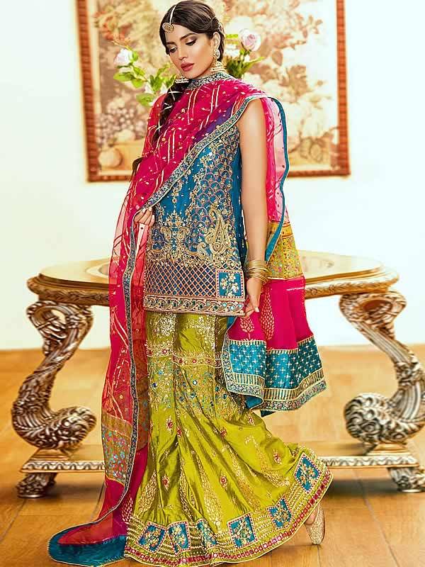 Sharara for Mehendi Function Edinburgh UK Asifa Nabeel Mehendi Functions Dresses