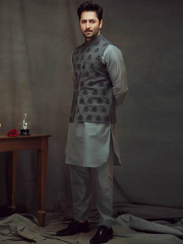 Graceful Grey Designer Waistcoat UK USA Canada Australia Indian Pakistani Designer Waistcoat