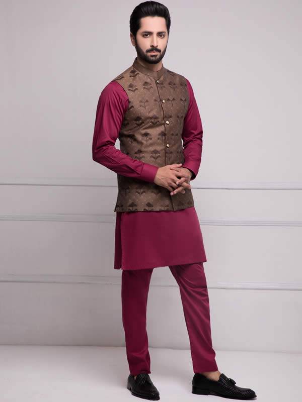 Jamawar waistcoat for mehndi sales