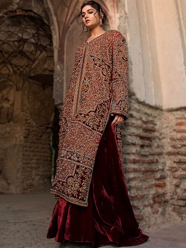 0016147 dark scarlet fleur sharara suit