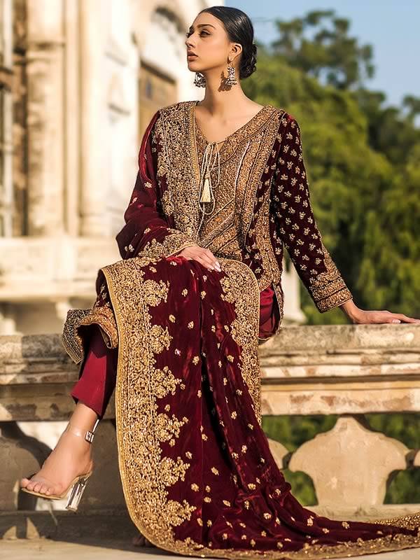 Velvet Is Back! Best Bridal Outfits For Your Trousseau WeddingBazaar ...