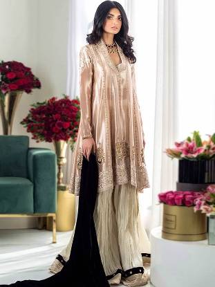 Desert Off White Crinum Sharara Suit - Pakistani Anarkali Suits, Anarkali Suits Saddle River, Anarkali Suits New Jersey, Anarkali Suits USA, Sania Maskatiya Anarkali Suits, Sania Maskatiya Formal Collection