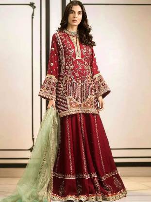 Sana Safinaz Pishwas Wedding Guest Dresses Chicago USA Party Wear Pishwas