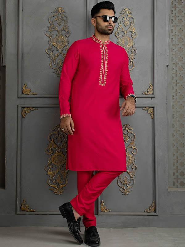 High Quality Mens Kurta in Cotton Silk Beverly Hills California USA Stylish Embroidered Mens Kurta