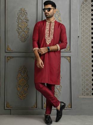 Graceful Mens Kurta in Raw Silk Richmond Hill New York NY USA Designer Kurta Shalwar