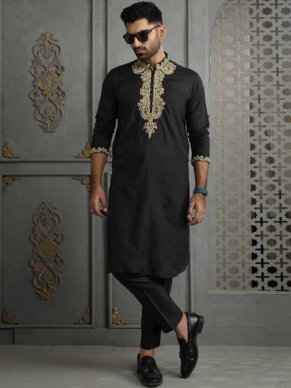 Black Kurta Pajama Suits  for Mens Diamond Bar California USA Kurta Shalwar brands in Pakistan