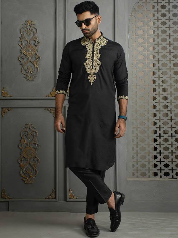 Black suit kurta pajama new arrivals