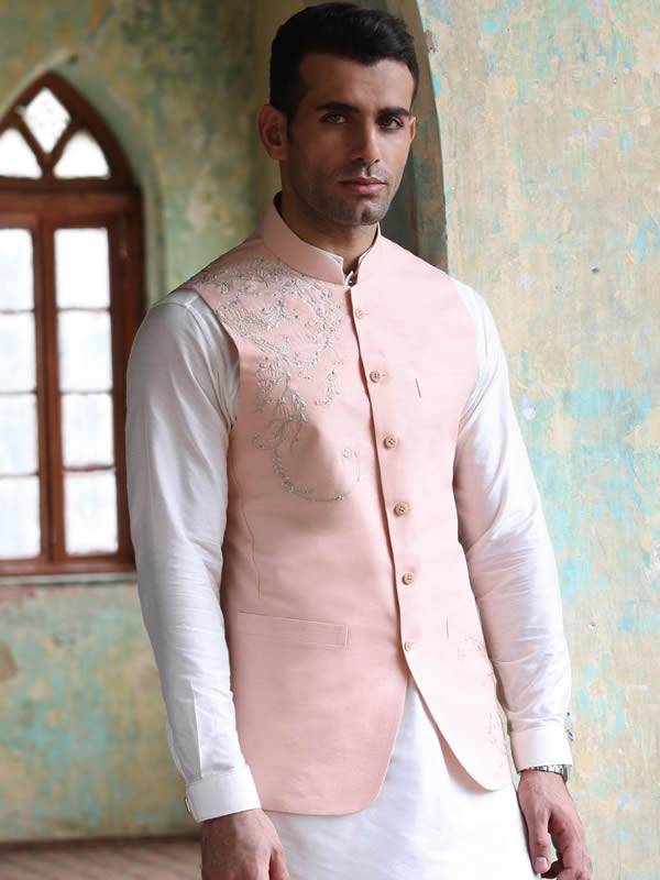 Mens Pink Embroidered Waistcoat Virginia Beach Virginia USA Mens Eid Waistcoats Canada