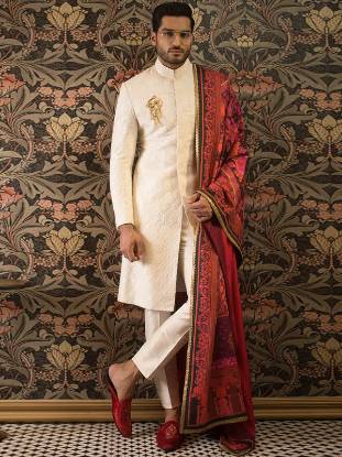 Gorgeous Jamawar Mens Sherwani Ajman UAE Embroidered Sherwani