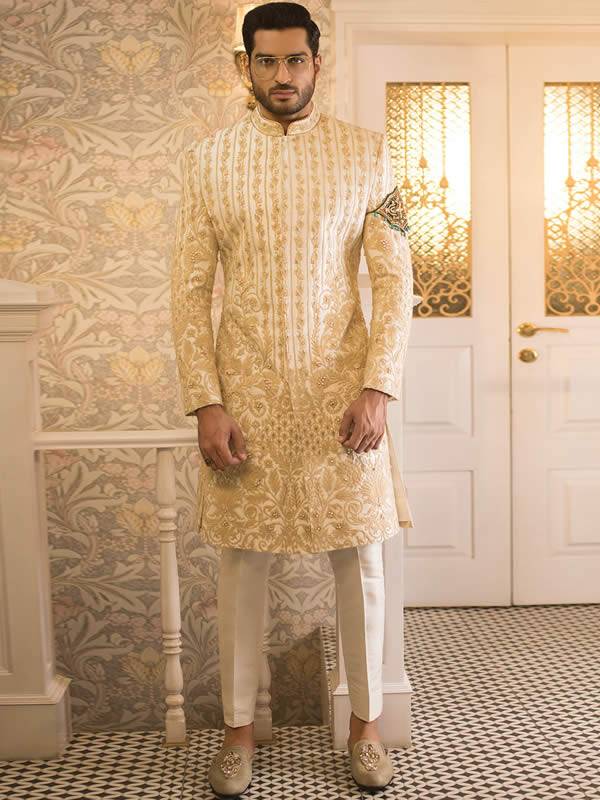 Stylish Embroidered Mens Sherwani Abu Dhabi UAE Pakistani Menswear Sherwani