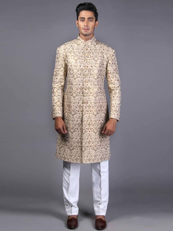 Awesome Jamawar Sherwani Suits Luasanne Switzerland Embroidered Sherwani