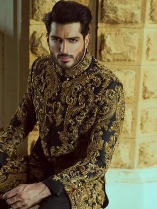 Graceful Mens Sherwani in Raw Silk Luasanne Switzerland Sherwani Designs