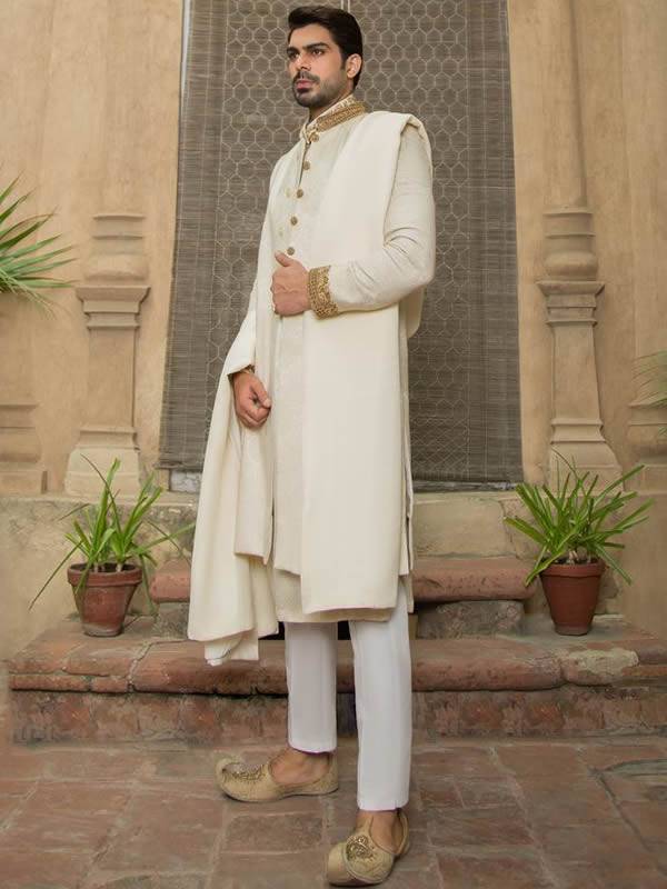 Offwhite Jamawar Sherwani Geneva Switzerland Indian Sherwani