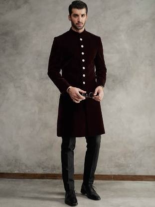 Good Looking Velvet Sherwani Zurich Switzerland Groom Sherwani