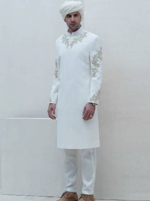 Graceful Mens Sherwani in Raw Silk New York City USA Sherwani UK