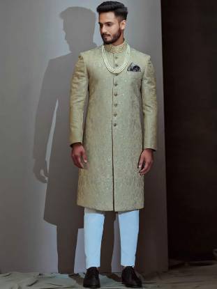 Gorgeous Jamawar Mens Sherwani Beverly Hills California CA USA Embroidered Sherwani