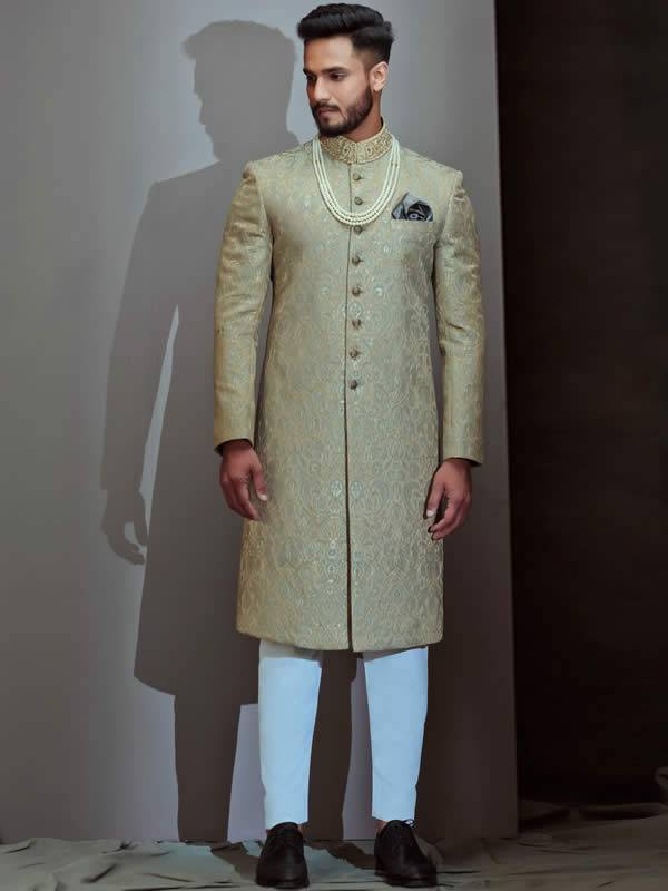 Gorgeous Jamawar Mens Sherwani Beverly Hills California CA USA Embroidered Sherwani