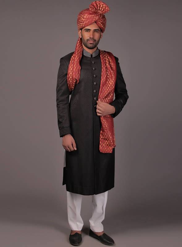 Traditional Jamawar Groom Sherwani Crawley London UK Sherwani Australia