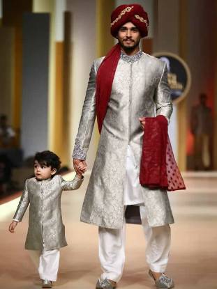 Traditional Jamawar Groom Sherwani Scotland Glasgow UK Sherwani Suits