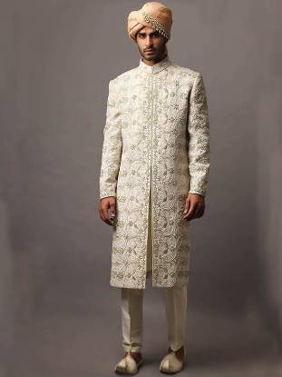 Smart Looking Jamawar Sherwani Los Angeles California Mens Collection 2018