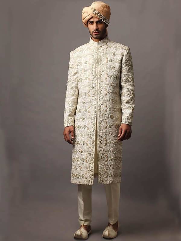 Smart Looking Jamawar Sherwani Los Angeles California Mens Collection 2018