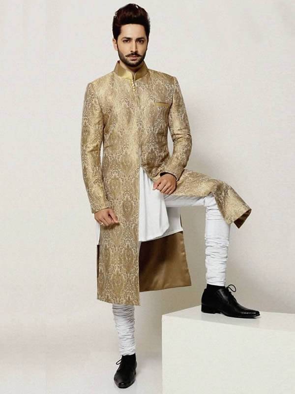 Menswear Sherwani in Jamawar Fabric Boston Massachusetts Mens Collection 2018