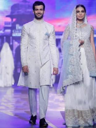 Designer Groom Sherwani in Jamawar Surrey London UK Mens Collection 2018