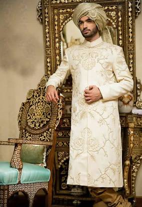 Classic Offwhite Mens Sherwani UK Sherwani for Grooms Off-white