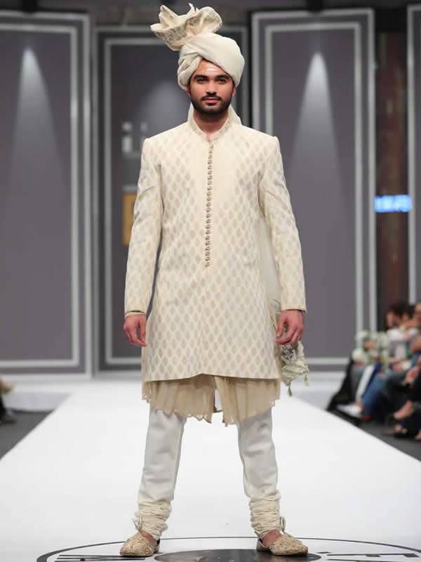 Elegant Off-White Banarsi Jamawar Sherwani Rockville Maryland USA