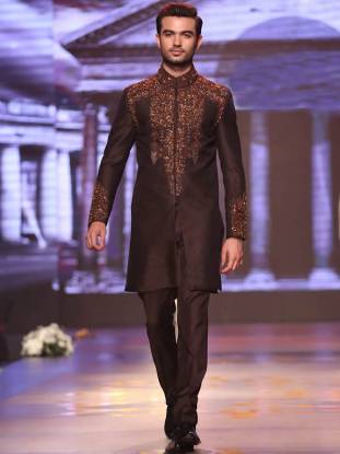 Menswear Self Jamawar Sherwani Pakistan Orlando Miami Mens Embroidered Sherwani