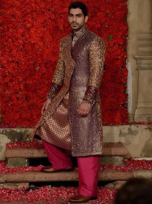 Sherwani Pakistan Classic Mens Banarasi Jamawar Sherwani