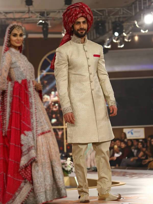 Menswear Sherwani Exclusive Jamawar Sherwani for Groom