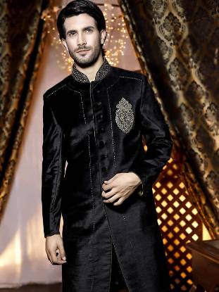 Designer Menswear Raw Silk Sherwani Orlando Florida USA Raw Silk Sherwani